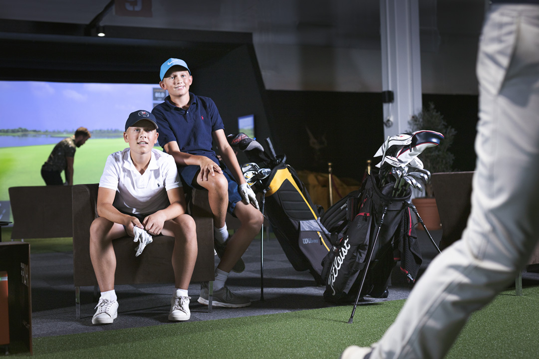 Players on TrackMan simulator at Let's Go Hydro